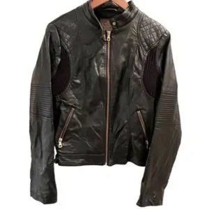 Ci Sono Black Faux Leather Women's Long Sleeve Zip Up Motorcycle Jacket M